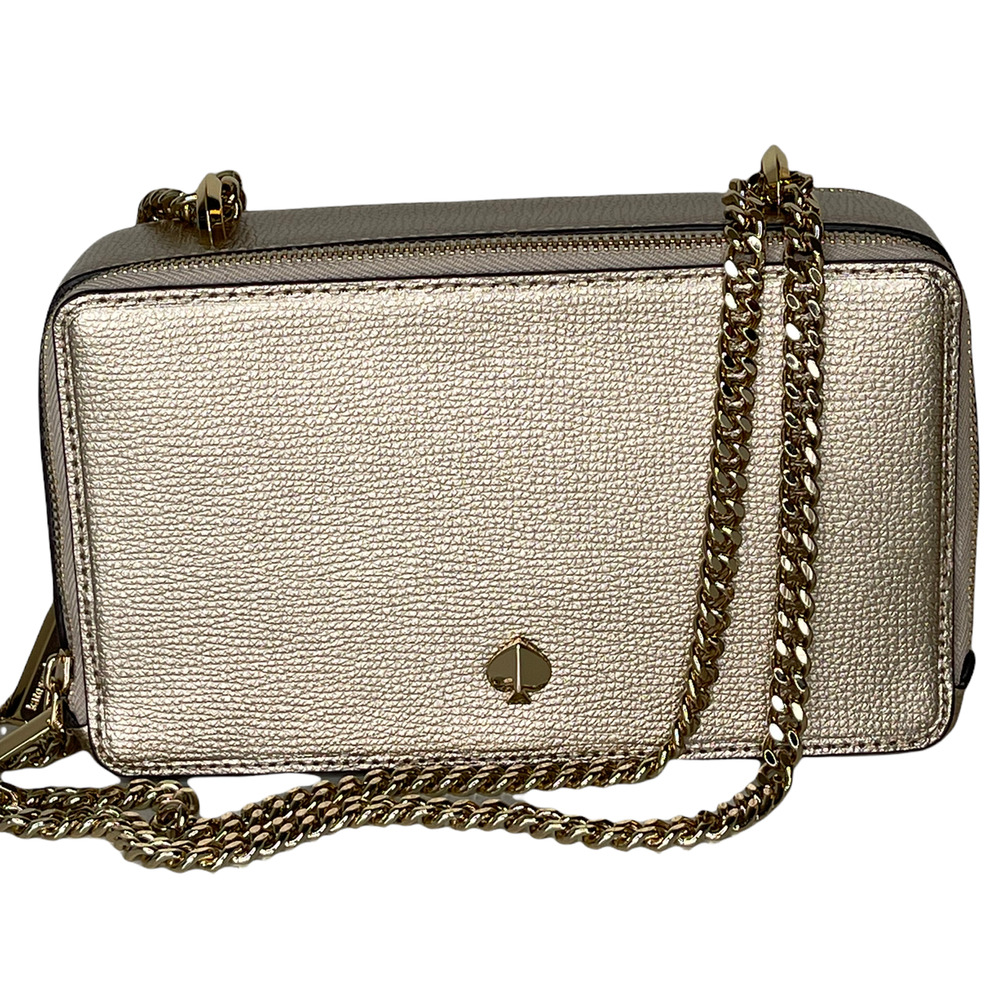 Authentic Kate Spade NY Crossbody Metallic Rose Gold With Gold Chain